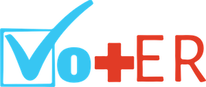 Vot-ER logo with blue checkmark and red cross symbol