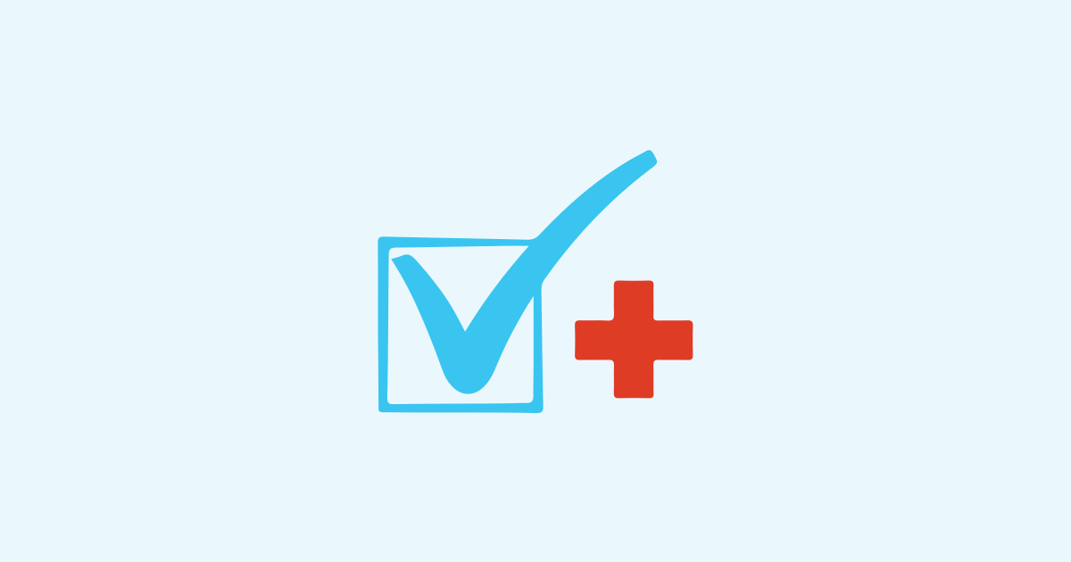 blue checkmark and red cross symbol